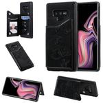 For Galaxy Note9 Butterfly Embossing Pattern Shockproof Protective Case with Holder & Card Slots & Photo Frame(Black)