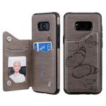 For Galaxy S8 Plus Butterfly Embossing Pattern Shockproof Protective Case with Holder & Card Slots & Photo Frame(Gray)