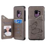 For Galaxy S9 Butterfly Embossing Pattern Shockproof Protective Case with Holder & Card Slots & Photo Frame(Gray)