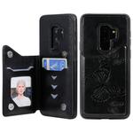 For Galaxy S10 Plus Butterfly Embossing Pattern Shockproof Protective Case with Holder & Card Slots & Photo Frame(Black)