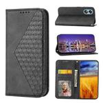 For OPPO A17 4G Cubic Grid Calf Texture Magnetic Leather Phone Case(Black)