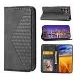For Samsung Galaxy S23 Ultra 5G Cubic Grid Calf Texture Magnetic Leather Phone Case(Black)