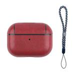 For AirPods Pro 2 Wireless Earphone Leather Shockproof Protective Case with Lanyard(Red)