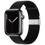 Metal Buckle Nylon Strap For Apple Watch Ultra 49mm / Series 8&7 45mm / SE 2&6&SE&5&4 44mm / 3&2&1 42mm(Black)