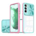 For Samsung Galaxy S22 5G Full Body Sliding Camshield Phone Case(Baby Blue Pink)