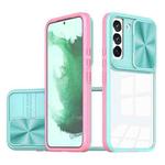 For Samsung Galaxy S22+ 5G Full Body Sliding Camshield Phone Case(Baby Blue Pink)