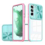 For Samsung Galaxy S22 Ultra 5G Full Body Sliding Camshield Phone Case(Baby Blue Pink)