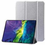 For iPad 10th Gen 10.9 2022 Silk Texture Three-fold Horizontal Flip Leather Tablet Case(Silver)