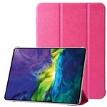 For iPad 10th Gen 10.9 2022 Silk Texture Three-fold Horizontal Flip Leather Tablet Case(Rose Red)