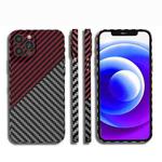 For iPhone 11 Pro Max Carbon Fiber Texture PC Phone Case(Black Red)