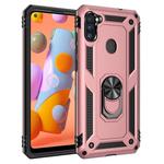 For Galaxy A11 (EU Version) Shockproof TPU + PC Protective Case with 360 Degree Rotating Holder(Rose Gold)