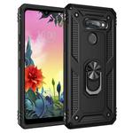 For LG K50S Shockproof TPU + PC Protective Case with 360 Degree Rotating Holder(Black)