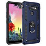For LG K50S Shockproof TPU + PC Protective Case with 360 Degree Rotating Holder(Blue)