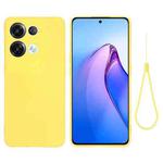 For OPPO Reno8 Pro 5G Global Pure Color Liquid Silicone Shockproof Phone Case(Yellow)
