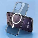 For iPhone 12 Pro Max Four Corner Clear Magsafe Phone Case(Black)
