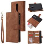 For OnePlus 8 Multifunctional Horizontal Flip Leather Case, with Card Slot & Holder & Zipper Wallet & Photo Frame(Brown)