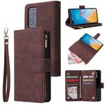 For Huawei P40 Multifunctional Horizontal Flip Leather Case, with Card Slot & Holder & Zipper Wallet & Photo Frame(Coffee)