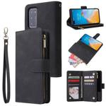 For Huawei P40 Multifunctional Horizontal Flip Leather Case, with Card Slot & Holder & Zipper Wallet & Photo Frame(Black)