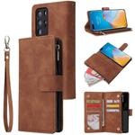 For Huawei P40 Pro Multifunctional Horizontal Flip Leather Case, with Card Slot & Holder & Zipper Wallet & Photo Frame(Brown)