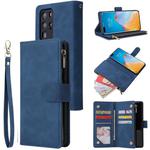 For Huawei P40 Pro Multifunctional Horizontal Flip Leather Case, with Card Slot & Holder & Zipper Wallet & Photo Frame(Blue)