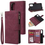 For Galaxy S20+ Multifunctional Horizontal Flip Leather Case, with Card Slot & Holder & Zipper Wallet & Photo Frame(Red Wine)