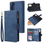 For Galaxy S20+ Multifunctional Horizontal Flip Leather Case, with Card Slot & Holder & Zipper Wallet & Photo Frame(Blue)