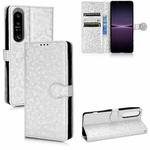 For Sony Xperia 1 IV Honeycomb Dot Texture Leather Phone Case(Silver)