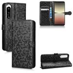 For Sony Xperia 5 IV Honeycomb Dot Texture Leather Phone Case(Black)