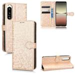 For Sony Xperia 5 IV Honeycomb Dot Texture Leather Phone Case(Gold)