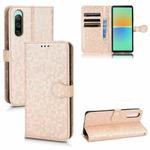 For Sony Xperia 10 IV Honeycomb Dot Texture Leather Phone Case(Gold)