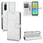 For Sony Xperia 10 IV Honeycomb Dot Texture Leather Phone Case(Silver)