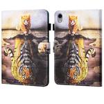 For iPad 10th Gen 10.9 2022 Coloured Drawing Stitching Smart Leather Tablet Case(Cat and Tiger)