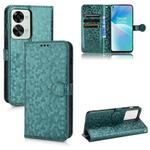 For OnePlus Nord 2T 5G Honeycomb Dot Texture Leather Phone Case(Green)