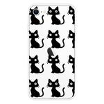 For iPhone SE 2022 / SE 2020 Shockproof Painted Transparent TPU Protective Case(Black Cats)