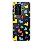 For Huawei P40 Pro Shockproof Painted Transparent TPU Protective Case(Hearts)