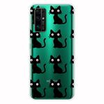 For Huawei Honor 30 Shockproof Painted Transparent TPU Protective Case(Black Cats)
