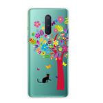 For OnePlus 8 Shockproof Painted Transparent TPU Protective Case(Tree and Cat)