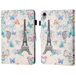 For iPad 10th Gen 10.9 2022 Coloured Drawing Stitching Smart Leather Tablet Case(Tower and Butterflies)