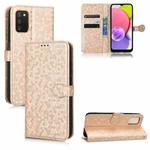 For Samsung Galaxy A03s 166mm Honeycomb Dot Texture Leather Phone Case(Gold)