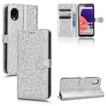For Samsung Galaxy A22 5G JP SC-56B Honeycomb Dot Texture Leather Phone Case(Silver)
