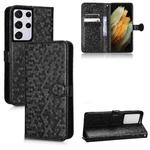 For Samsung Galaxy S21 Ultra 5G Honeycomb Dot Texture Leather Phone Case(Black)