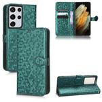 For Samsung Galaxy S21 Ultra 5G Honeycomb Dot Texture Leather Phone Case(Green)