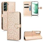 For Samsung Galaxy S22 5G Honeycomb Dot Texture Leather Phone Case(Gold)