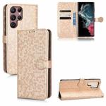 For Samsung Galaxy S22 Ultra 5G Honeycomb Dot Texture Leather Phone Case(Gold)