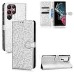 For Samsung Galaxy S22 Ultra 5G Honeycomb Dot Texture Leather Phone Case(Silver)