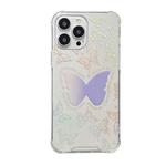 For iPhone 13 Pro Color Painted Mirror Phone Case(Purple Butterfly)