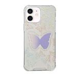 For iPhone 12 mini Color Painted Mirror Phone Case(Purple Butterfly)