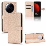 For Xiaomi 12S Ultra Honeycomb Dot Texture Leather Phone Case(Gold)