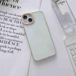 For iPhone 14 Glossy Metal Lens Frame PC Phone Case(Transparent)