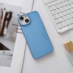 For iPhone 14 Pro Max Glossy Metal Lens Frame PC Phone Case(Blue)